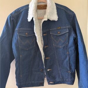 Wrangler Blue Denim Jacket with White Sherpa Lining